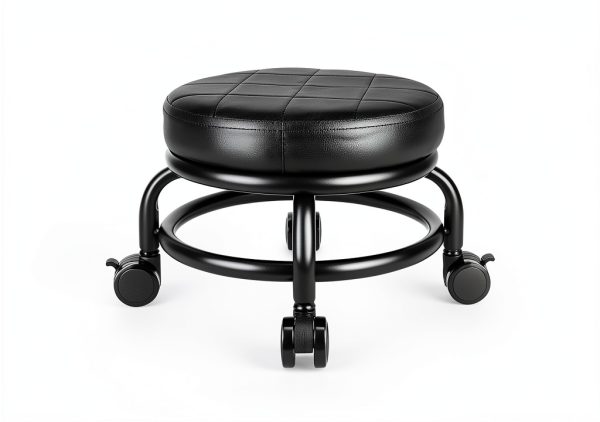 Rolling Stool LWADALN PU Leather Modern 9.5in-2