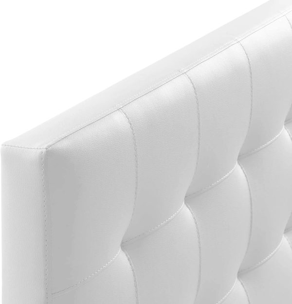 Modway Queen Headboard White Tufted Faux Leather Modern-2
