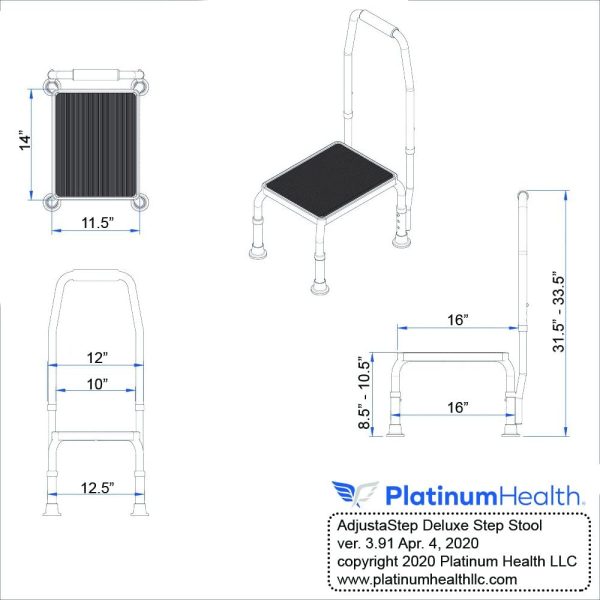 Platinum Health Height Adjustable Step Stool Modern Design-5