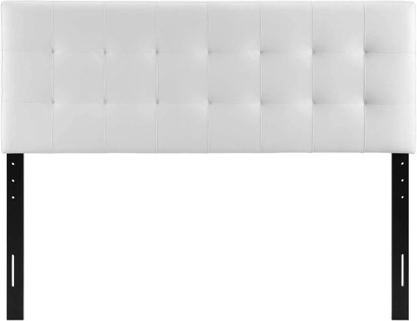 Modway Queen Headboard White Tufted Faux Leather Modern-4