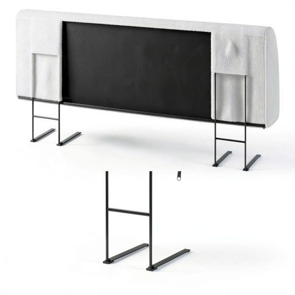 Pinmoco Upholstered Headboard Modern Fabric Queen Off White-3
