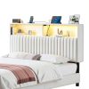 Rolanstar Velvet Headboard Adjustable LED Storage Modern-6
