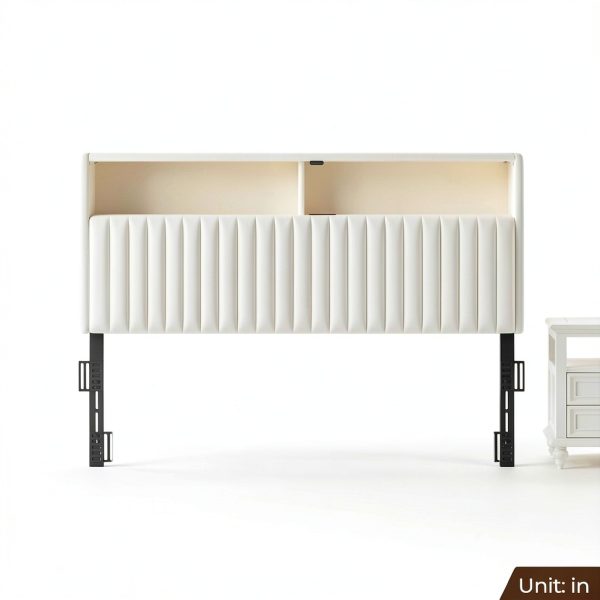 Rolanstar Velvet Headboard Adjustable LED Storage Modern-7