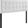Modway Queen Headboard White Tufted Faux Leather Modern-3