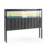 Rolanstar Queen Headboard Linen Fabric LED Storage-1