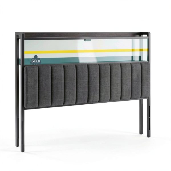 Rolanstar Queen Headboard Linen Fabric LED Storage-1