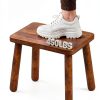 Step Stool QIANBAIYI Light Walnut Solid Wood-1