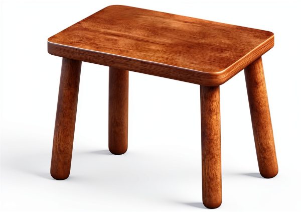 Step Stool QIANBAIYI Light Walnut Solid Wood-0