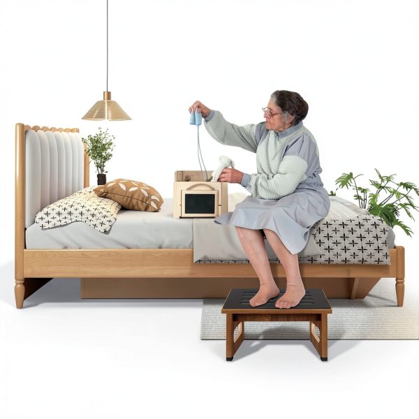 Wooden Step Stool QIANBAIYI Modern for Seniors-1
