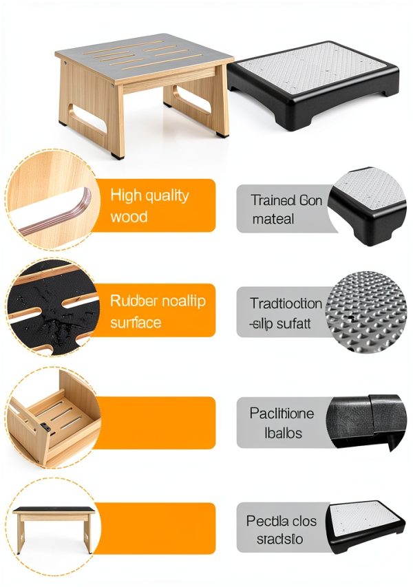 Natree Wooden Step Stool Non‑Slip for Adults-4