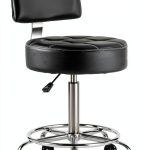 CoVibrant Rolling Stool Chrome Metal Black-0
