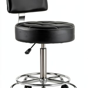 CoVibrant Rolling Stool Chrome Metal Black-0
