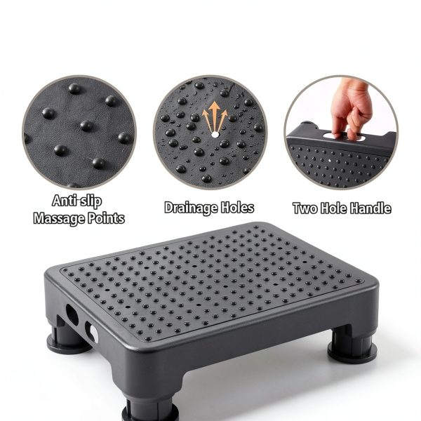 CHIKILLA Adjustable Step Stool Polypropylene Black-4
