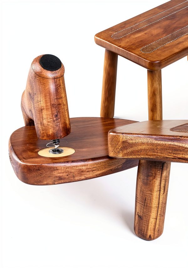 Step Stool QIANBAIYI Light Walnut Solid Wood-4