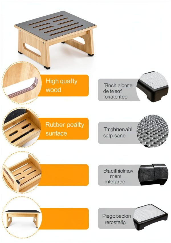 Natree Portable Wooden Step Stool for Home Office-7