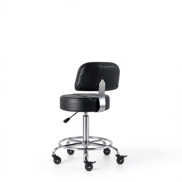 CoVibrant Rolling Stool Chrome Metal Black-1