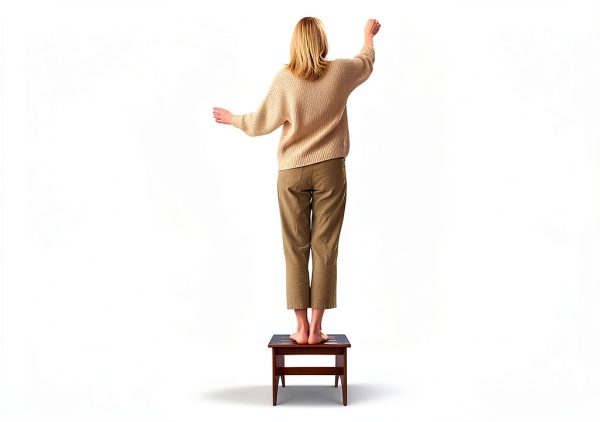 Natree Wooden Step Stool Non Slip Brown 5.5-11.8in-3