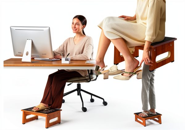 Wooden Step Stool QIANBAIYI Brown Design Seniors-5