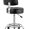 CoVibrant Rolling Stool Chrome Metal Black-2
