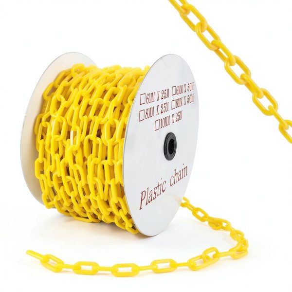 Yellow Plastic Safety Barrier Chain 126ft Magnetic Hooks Reliable1st-1