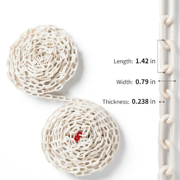 White Plastic Chain 50ft High Visibility SEVSTATWK Chain Barrier-1