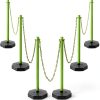 6 Sets Plastic Stanchion Set Traffic Delineator Post Cones with Fillable Base 6.6 ft Plastic Chain and S Hooks Crowd Control Parking Barrier for Traffic Caution Parking Lot Construction Roads (Green)-0