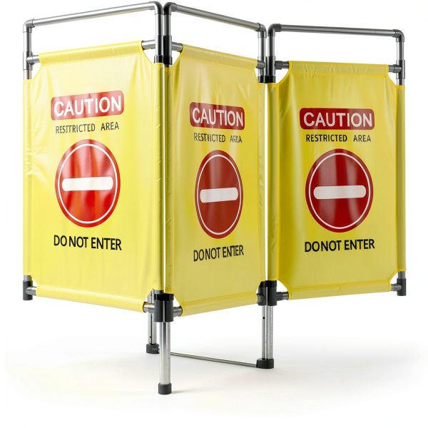Safety Barricade ACTREY 3-Panel PVC Frame 5.8FT Yellow Do Not Enter-0