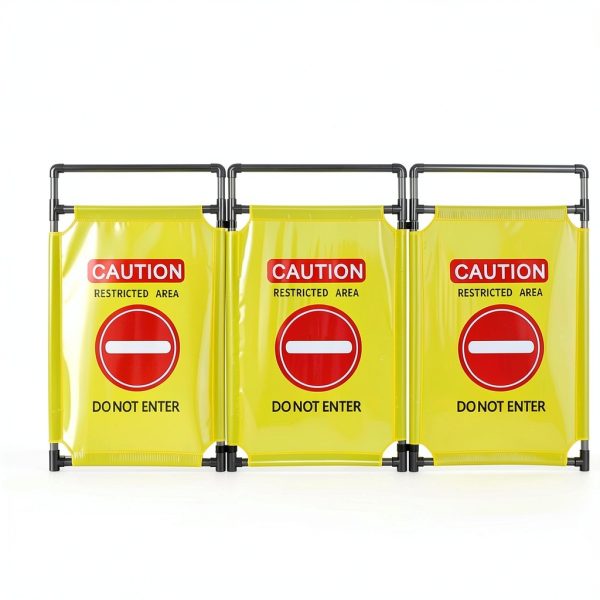 Safety Barricade ACTREY 3-Panel PVC Frame 5.8FT Yellow Do Not Enter-1