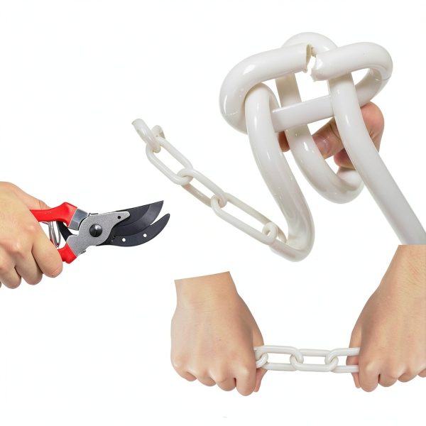 White Plastic Chain 50ft High Visibility SEVSTATWK Chain Barrier-2