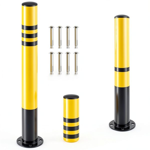 Safety Bollard Zonon 29.5" x 3" Galvanized Steel Reflective Tape-1