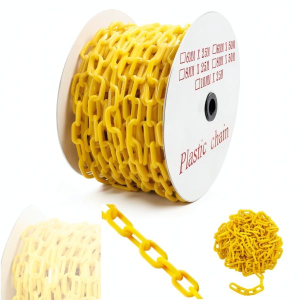 Yellow Plastic Safety Barrier Chain 126ft Magnetic Hooks Reliable1st-4