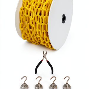 Yellow Plastic Safety Barrier Chain 126ft Magnetic Hooks Reliable1st-0