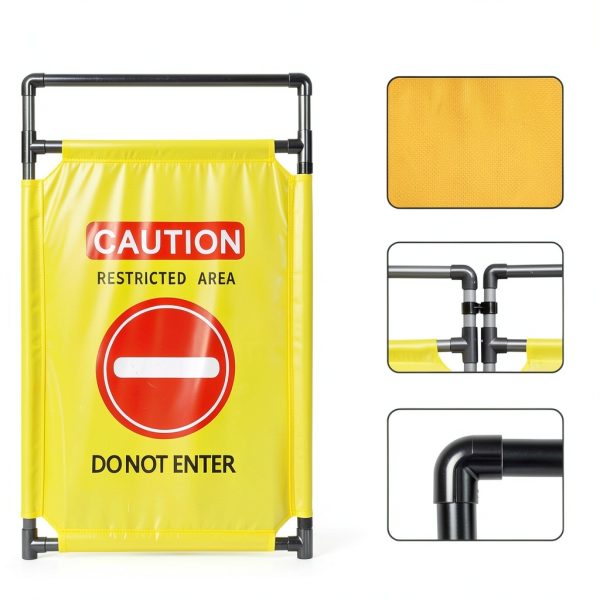 Safety Barricade ACTREY 3-Panel PVC Frame 5.8FT Yellow Do Not Enter-2