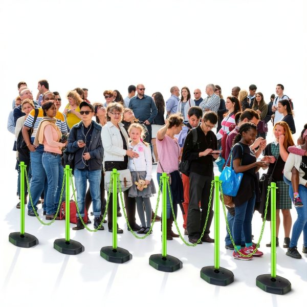 6 Sets Plastic Stanchion Set Traffic Delineator Post Cones with Fillable Base 6.6 ft Plastic Chain and S Hooks Crowd Control Parking Barrier for Traffic Caution Parking Lot Construction Roads (Green)-6