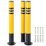 Safety Bollard Zonon 29.5" x 3" Galvanized Steel Reflective Tape-0