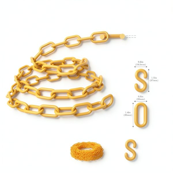 Plastic Chain 200Ft Yellow Safety Barrier with S-Hooks by DrawPies-2