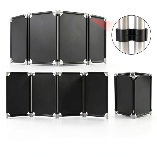 Safety Barricade 4 Panels 7.8FT Black Foldable Security Gate by ACTREY-3