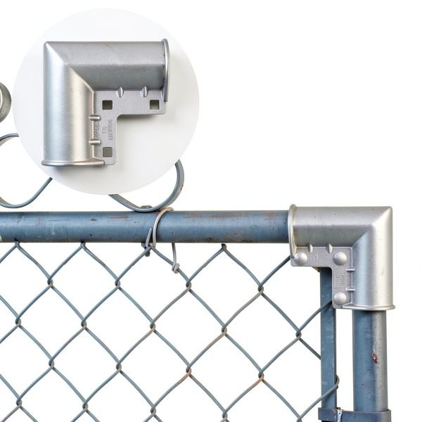 Acrux7 8 Pack Aluminum Chain Link Fence Gate Corners for 1-3/8" x 1-3/8" Outdoor Diameter Pipe, Chain Link Fence Parts Gate Elbow, Pressed Gate Corner, Bolts and Nuts Included-5