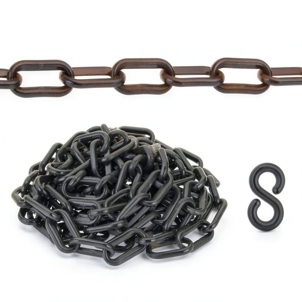 PATIKIL Black Plastic Chain, 10 ft 6mm Safety Barrier Chain for Crowd Control, Queue Line, Parking, Fence, Gate, Concert, Construction Site and Decoration-1