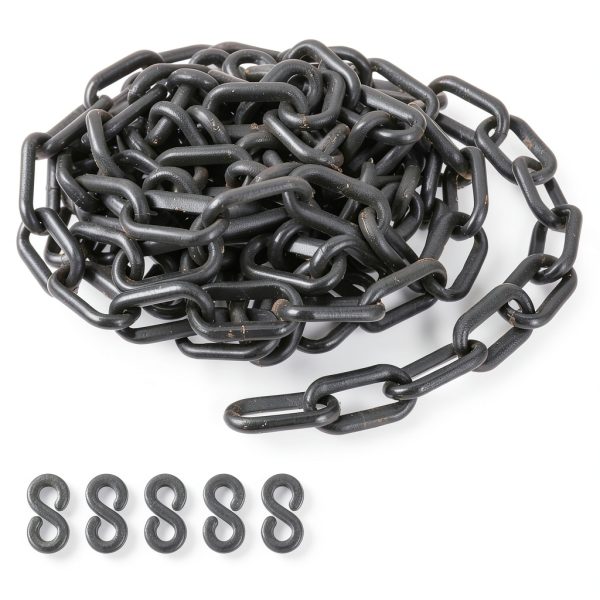 PATIKIL Black Plastic Chain, 10 ft 6mm Safety Barrier Chain for Crowd Control, Queue Line, Parking, Fence, Gate, Concert, Construction Site and Decoration-0