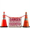 Plastic Safety Chain Barrier 32 Feet with 6 Cone Connectors, Traffic Chain Links for Driveway Parking, Crowd Control, Red & White-6