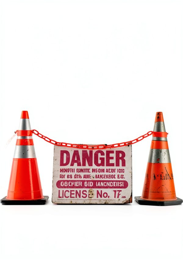 Plastic Safety Chain Barrier 32 Feet with 6 Cone Connectors, Traffic Chain Links for Driveway Parking, Crowd Control, Red & White-6