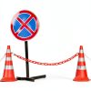 Plastic Safety Chain Barrier 32 Feet with 6 Cone Connectors, Traffic Chain Links for Driveway Parking, Crowd Control, Red & White-4
