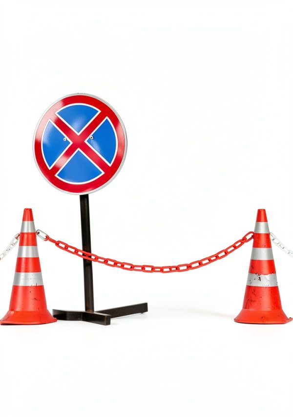 Plastic Safety Chain Barrier 32 Feet with 6 Cone Connectors, Traffic Chain Links for Driveway Parking, Crowd Control, Red & White-4