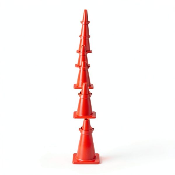 Plastic Traffic Chain 64ft with 12 Red White Cone Connectors Xuhal-5