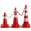 Plastic Safety Chain Barrier 32 Feet with 6 Cone Connectors, Traffic Chain Links for Driveway Parking, Crowd Control, Red & White-3