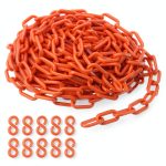 PATIKIL Plastic Chain Links, 32 Foot 1/4inch(6mm) Red Plastic Chains for Barriers, Crowd Control, Queue Lines, Parking, Fences, Gate, Concerts, and Decoration-0
