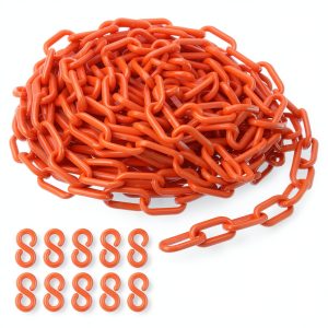 PATIKIL Plastic Chain Links, 32 Foot 1/4inch(6mm) Red Plastic Chains for Barriers, Crowd Control, Queue Lines, Parking, Fences, Gate, Concerts, and Decoration-0