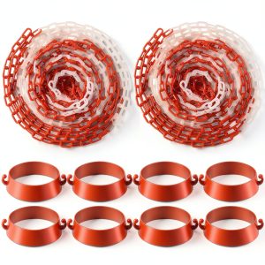Plastic Traffic Chain 64ft with 12 Red White Cone Connectors Xuhal-0