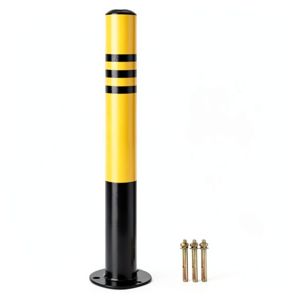 Safety Bollard CYGJSYEA 30" x 3" with Reflective Tape & Anchor Bolts-0